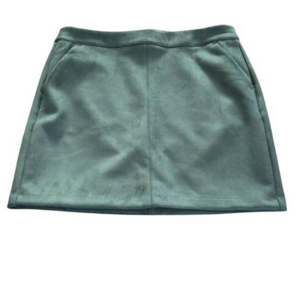 Vero Moda Women's Size Large Dark Pine Grove Green Faux Suede Mini Skirt